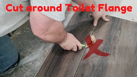how to install vinyl plank around toilet bowl flange