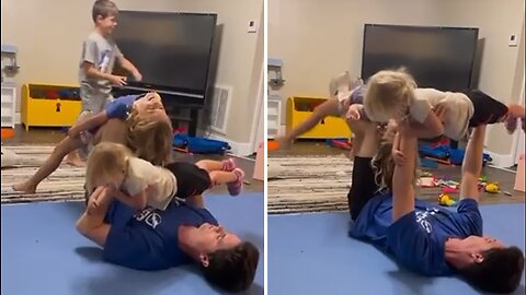 Dad Works Out With His Kids In Funniest Possible Way