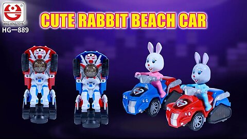 Cute rabbit beach car