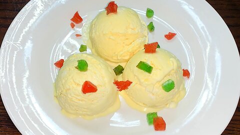 Custard Ice Cream Recipe | Mango Custard Ice Cream | Homemade Soft & Creamy Custard Ice Cream
