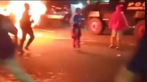 Breaking!! Reports of mass rioting going on at police vehicles, in Indonesia!!