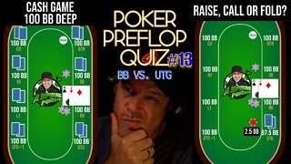 POKER PREFLOP QUIZ BB VS UTG #13 RAISE, CALL OR FOLD