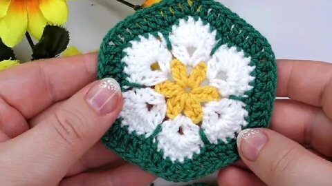 How to crochet african daisy flower motif full video in description