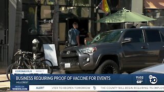 Business requires proof of vaccination