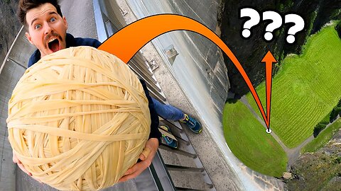 Giant Rubber Band Ball Drop from 165m Dam! World’s Highest Bounce?