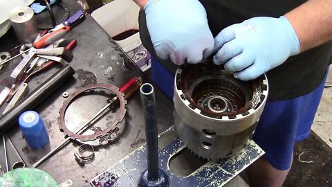 Installing the Overrun, Forward, and 3-4 clutches in our Input Housing on the 4L60e rebuild project