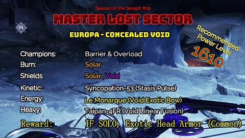 Destiny 2 Master Lost Sector: Europa - Concealed Void on my Warlock 12-22-22