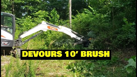 Construction attachments 42" mini excavator brush cutter first use, setup & learning curve