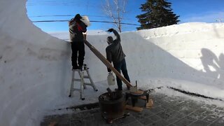 North Buffalo couple making the most of the brisk temps by building an igloo