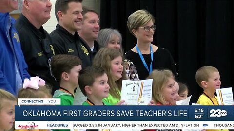 Oklahoma first graders save teacher's life