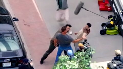Drone captures newly filmed Reacher season 3 episode, street fight