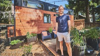 His Dream Tiny house! with flush toilet, washer and dryer, and modern amenities.