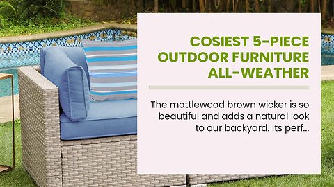 COSIEST 5-Piece Outdoor Furniture All-Weather Mottlewood Brown Wicker Sectional Sofa w Warm Gra...