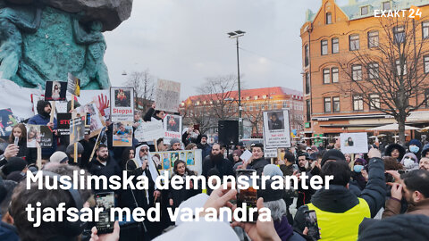 Muslimska demonstranter tjafsar med varandra i Malmö
