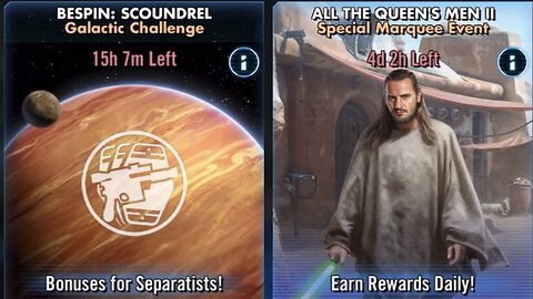 Double Header! Unlocking Master Qui-Gon & Attempting GC Bespin, Bonuses for Separatists!