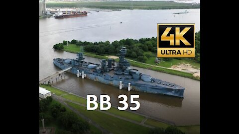 Battleship Texas USS TEXAS BB35 Final Drone Video Before Being Moved To Her New Home