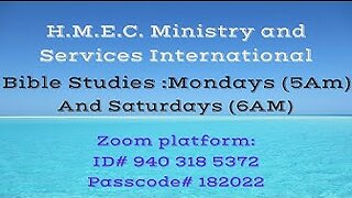 Bible Study. Sat.22nd October,2022. Bro. E. Rainney