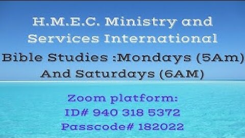 Bible Study. Sat.22nd October,2022. Bro. E. Rainney