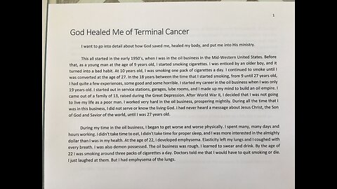 GOD HEALED ME OF TERMINAL CANCER - BROTHER BOB'S TESTIMONY