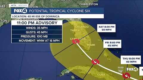 Potential Tropical Cyclone #6 forecast track shifted east. Impacts in SWFL expected this weekend.