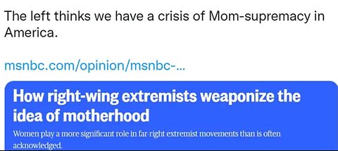 Media claims virginity is a lie, motherhood creates alt-right terrorists