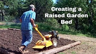 Building log garden bed.