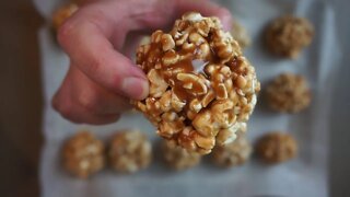 Chewy Caramel Popcorn Balls From Scratch #shorts