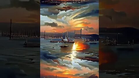 Alive picture | Sunset over the bay | AI drawing