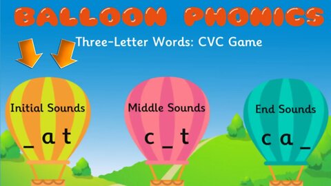 Balloon Phonics Three Letter Words CVC Game - English Games