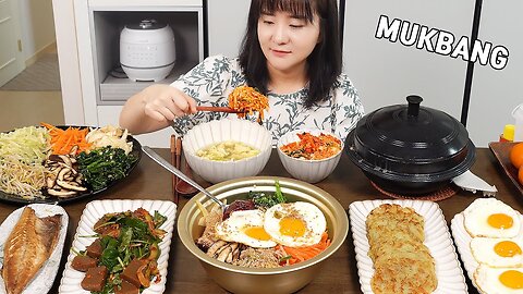 Cooking Mukbang :) Try delicious Korean bibimbap and potato pancakes.