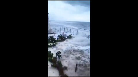 Colossal waves battering the shoreline in Sochi, Russia, a result of the 'intense' Storm Bettina