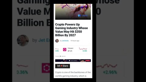 Crypto Powers Up Gaming Industry Whose Value May Hit $350 Billion By 2027 #cryptoshortsnews