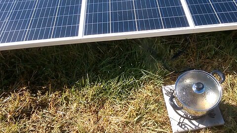 Early test of PV solar electric cooker prototype - direct MC4 feed from solar panels