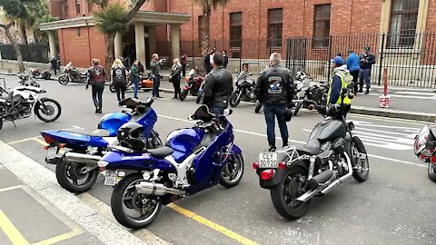 SOUTH AFRICA - Cape Town - Biker gather outside Court following the murder of Zelda Van Niekerk (Cell pic including video) (nyG)