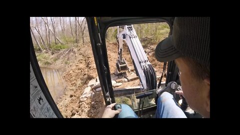 FINAL pond excavation repairs on Southern Illinois 8 acre investment farm! Pond spillway & more.