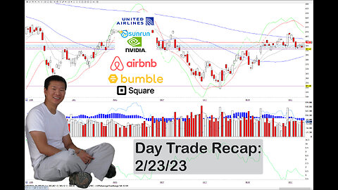 Day Trade Recap - 2.23.23 $ABNB $NVDA $BMBL $SQ $SQQQ (swing) $UAL $RUN