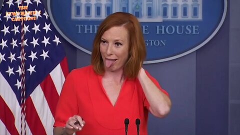 Press room giggles with delight when Psaki sticks out her tongue after a fly lands on her head.