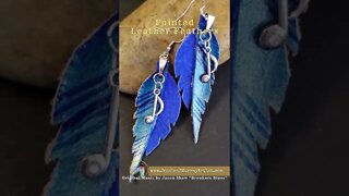 RHYTHM & BLUES, Large Feather Inspired Leather Earrings