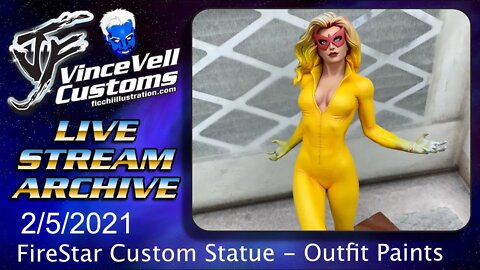 VinceVellCUSTOMS Live Stream - Firestar Yellow Outfit paint up - Satin/Silk look