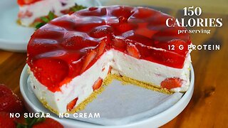 Healthy No Bake Strawberry Cheesecake | Low calorie High Protein dessert