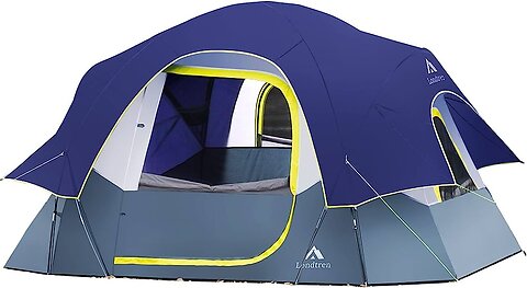 CAMPROS Tent-8-Person-Camping-Tents, Waterproof Windproof Family Tent, 5 Large Mesh Windows, Do...