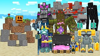 Stone Dirt Golem Vs Minecraft Dungeon Mobs / Minecraft Mob Battle