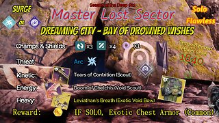 Destiny 2 Master Lost Sector: Dreaming City - Bay Drowned Wishes, Strand Titan Solo-Flawless 7-25-23