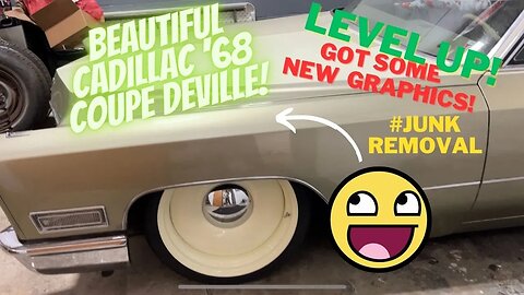 Junk Removal Truck Gets New Graphics & Check out the 68 Coupe Deville! Great Dane dogs are HUGE!