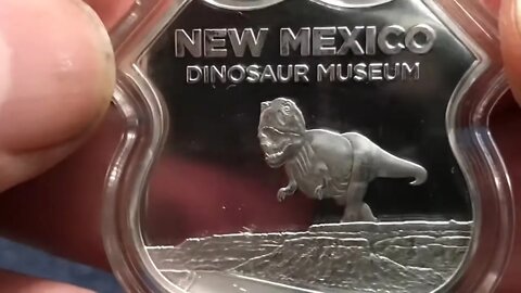 New Mexico Dinosaur Museum 1 Oz Silver Shield & License Plate Tin