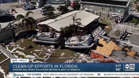Local volunteer helps storm victims in Florida, as clean-up efforts continue