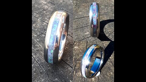 Titanium and opal ring