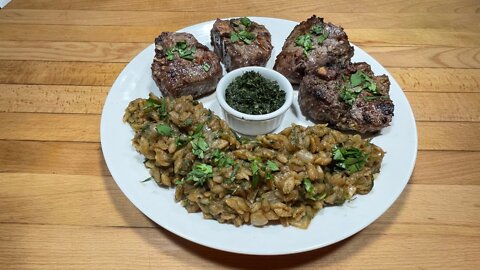 Lamb with Mint Sauce and Cassava Orzo
