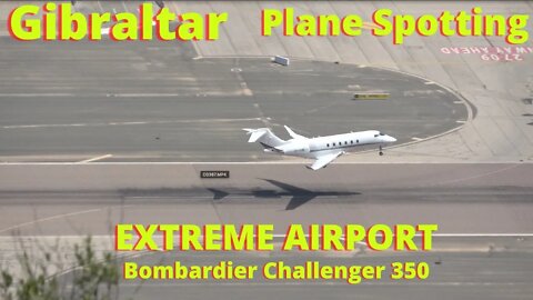 Beautiful Bombardier Challenger 350 Taxi and Departure at Gibraltar Airport; Plane Spotting 4K