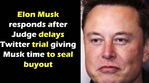 Elon Musk responds after Judge delays Twitter trial giving Musk time to seal buyout